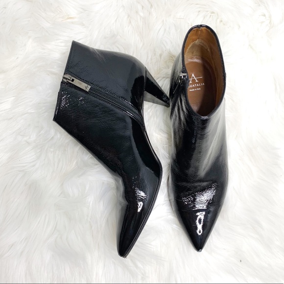 patent leather kitten heel boots